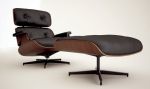 Päťdesiate roky v dizajne v USA – Lounge Chair Ottoman, dizajn Charles & Ray Eamesovci, vyrábané od roku 1956, v súčasnosti vyrába Vitra